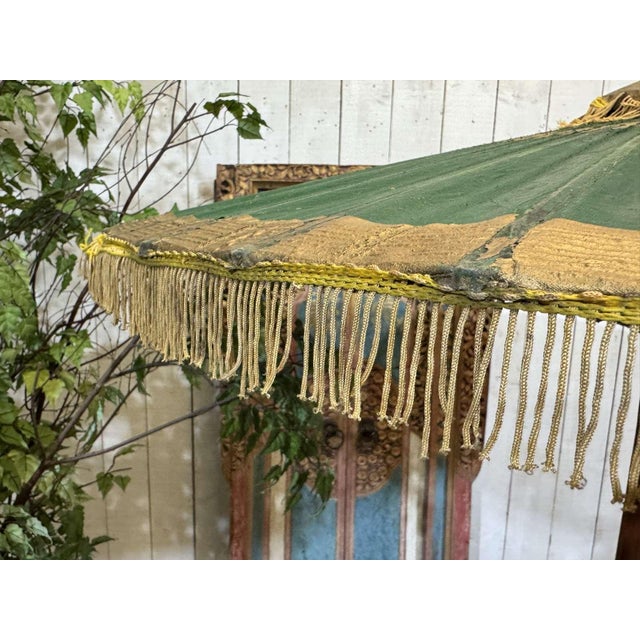 Indonesian Parasol in Wallpaper, Wood and Wool, 1950s For Sale - Image 6 of 18