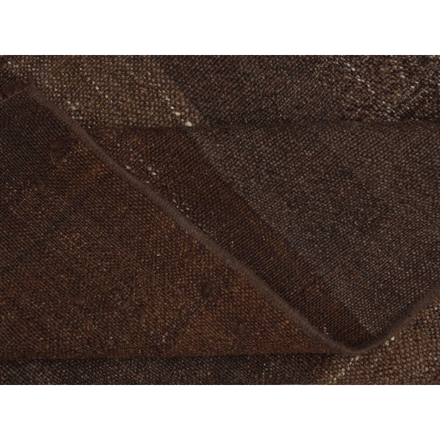 1970s Vintage Handmade Wool Cotton Brown Runner Rug For Sale - Image 10 of 11