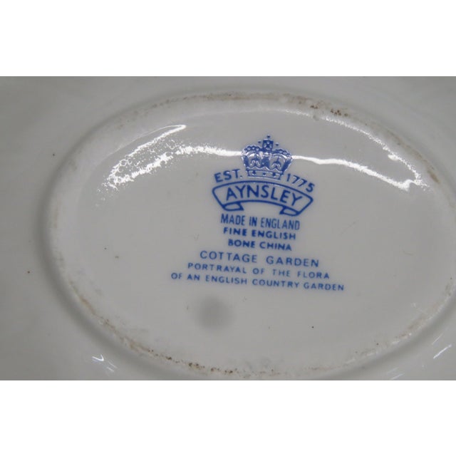 Ceramic Aynsley Cottage Garden Butterflies and Floral English Bone China Bowl 4585b For Sale - Image 7 of 13