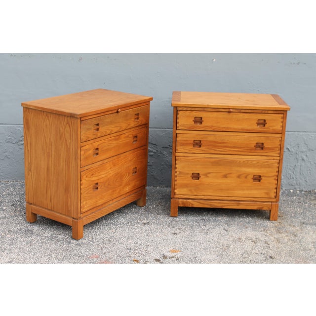 Mid Century Blonde Wood 3 Drawer Nightstands A Pair Chairish