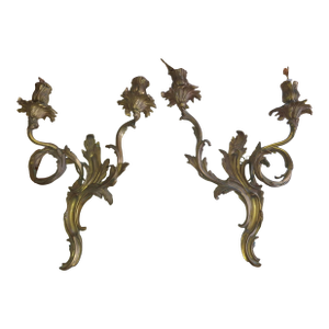 Exceptional 19thc French Antique Louis XV Gilt Bronze Rococo Scroll Wall Sconces a - Pair