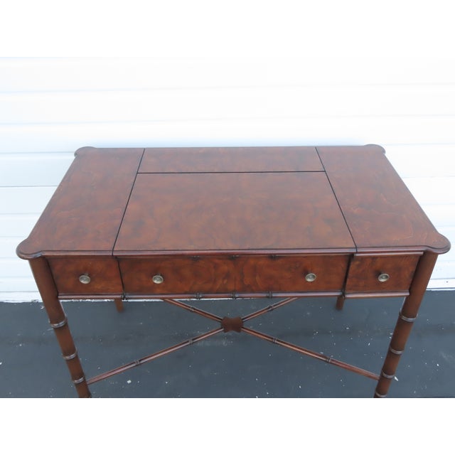 Wood Hollywood Regency Henry Link Bali Hai Style Faux Bamboo Computer Desk 6438a For Sale - Image 7 of 16