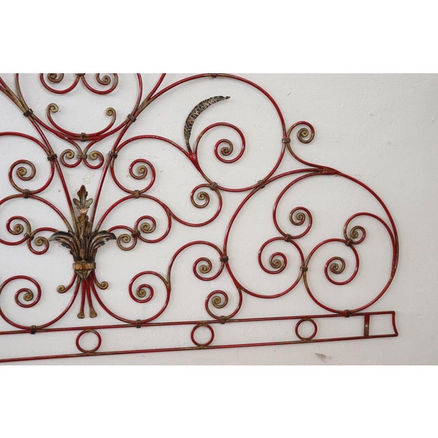 1930s Red Iron Double Bed Headboard, Early 20th Century For Sale - Image 5 of 9