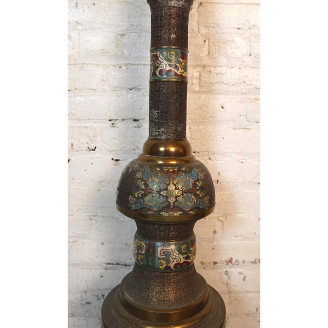 Late 20th Century Late 20th Century Asian Champlevé Enamel Floor Lamp For Sale - Image 5 of 8