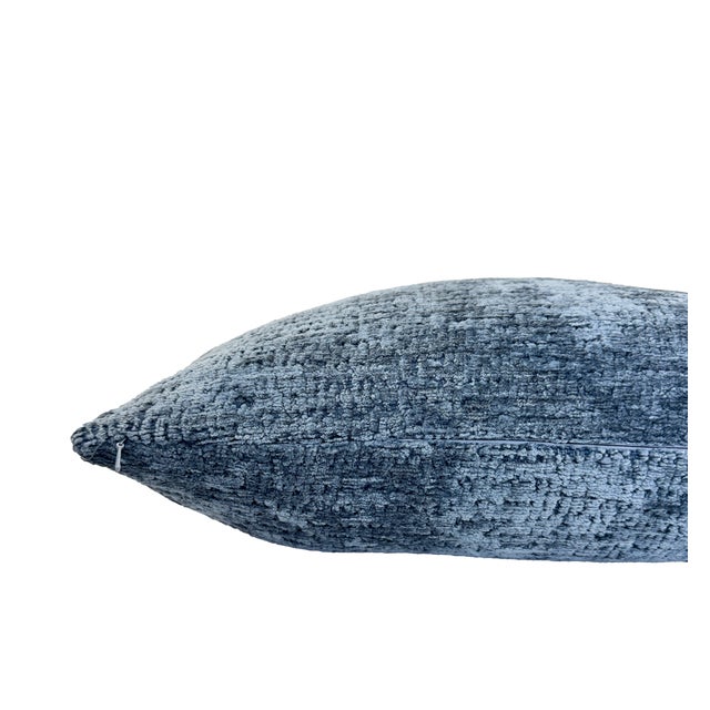 Modern Wedgewood Blue Chenille 20x20 Throw Pillow With Feather Down Insert For Sale - Image 3 of 8