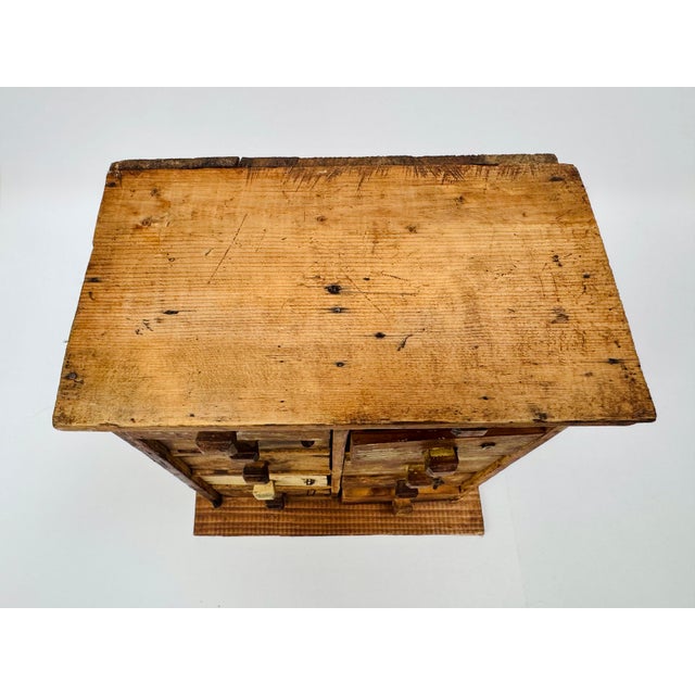 Antique Primitive Ten-Drawer Parts Cabinet, Original Paint For Sale - Image 9 of 12