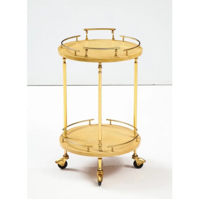 Mid-Century Bar Cart by Aldo Tura. Lacquered Goatskin and Brass. Italy, 1960’s.