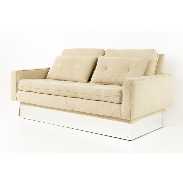 Mid-Century Modern Milo Baughman Style Mid Century Chrome Base Settee Sofa For Sale - Image 3 of 10