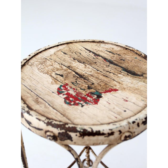 Vintage Twisted Iron Garden Stool With Wood Top For Sale - Image 14 of 14