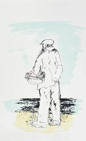 Giovanni Omiccioli, The Fisherman, Lithograph, 1975