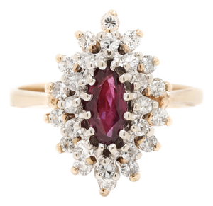 0.83ctw Ruby and Diamond Cocktail Ring, 14k Yellow Gold, Ring Size 4