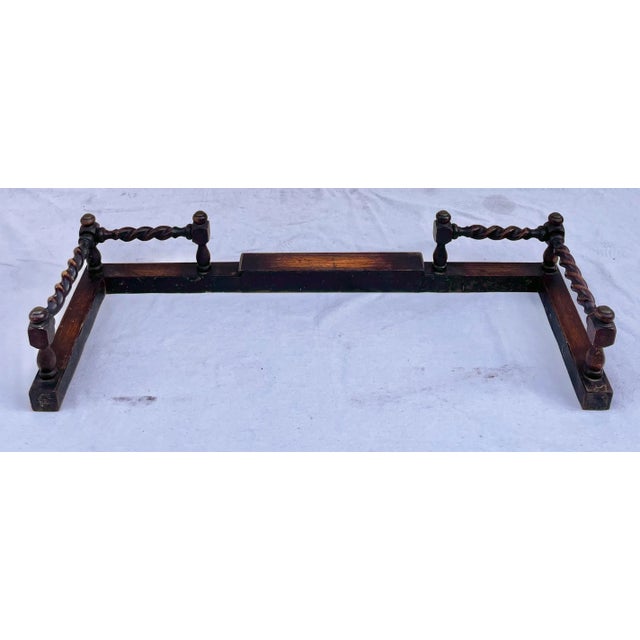 1800's Antique Turned Wood Fireplace Fender For Sale - Image 10 of 12