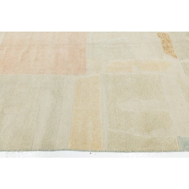 Contemporary Handmande Modernist Abstract Wool Rug in Muted Pastel Color Block For Sale In New York - Image 6 of 11