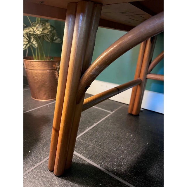 Brown Ash & Bamboo Writing Desk by Heywood Wakefield Ashcraft For Sale - Image 8 of 10