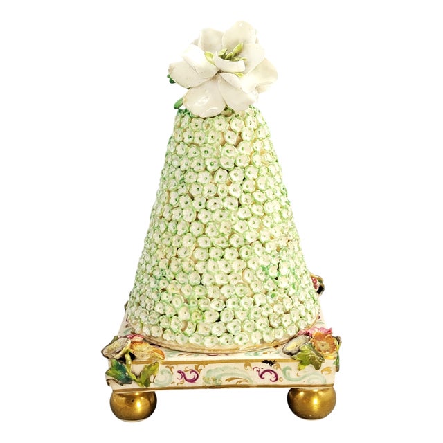 Antique German Porcelain Inkstand with Schneeballen Decoration, 1800 For Sale