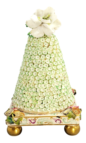 Antique German Porcelain Inkstand with Schneeballen Decoration, 1800