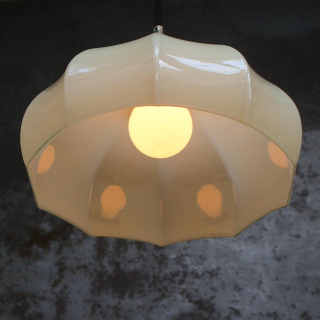 Metal French Green Opaline Glass and Brass Gallery Pendant Lamp For Sale - Image 7 of 8