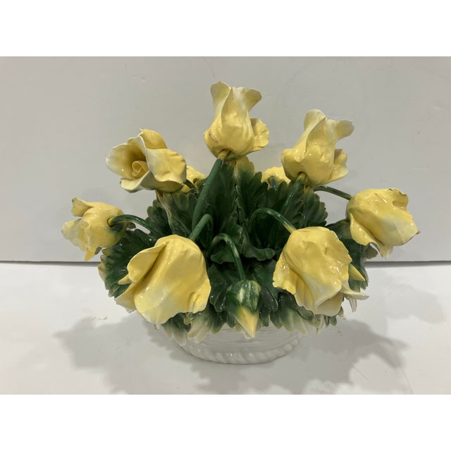 Italian 1950s Italian Ceramic Rose Bouquet For Sale - Image 3 of 7