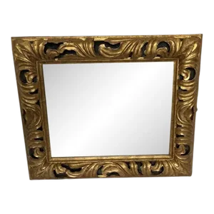 1990s Italian Hand Carved and Painted Gold Gilded Mirror