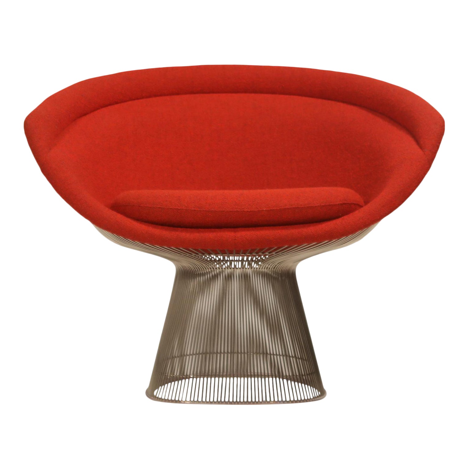 Warren Platner for Knoll Lounge Chairs in Red Wool Boucle Chairish