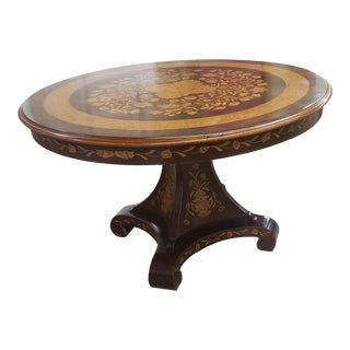 Early 20th C. Dutch Satinwood Marquetry and Mahogany Round Dining / Breakfast Table For Sale