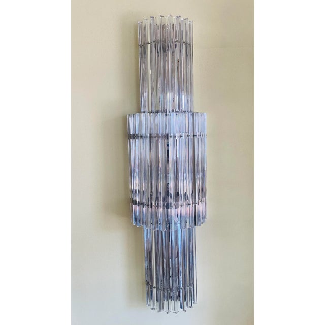 Silver Wall Lamps in Murano Glass, 1970, Set of 2 For Sale - Image 8 of 8