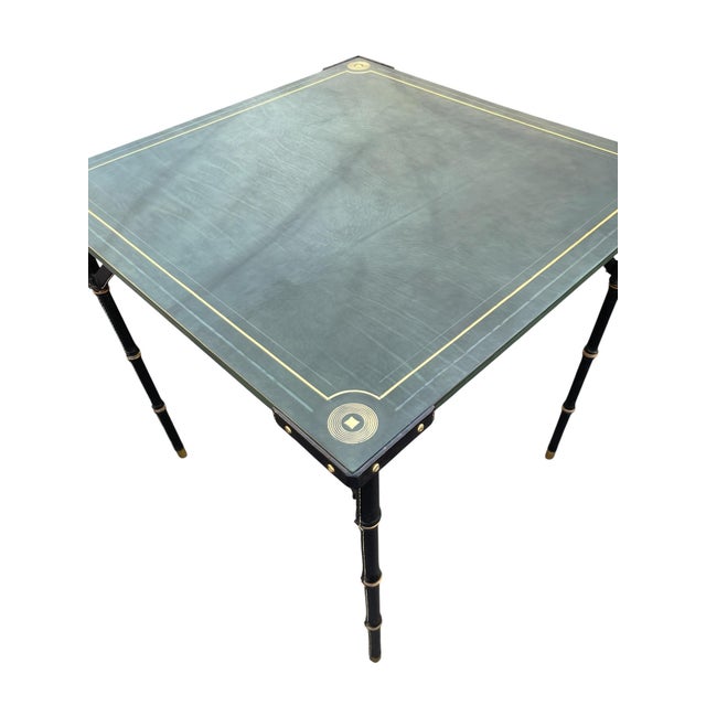 Animal Skin Stitched Leather Game Table from Jacques Adnet, 1950s For Sale - Image 7 of 11