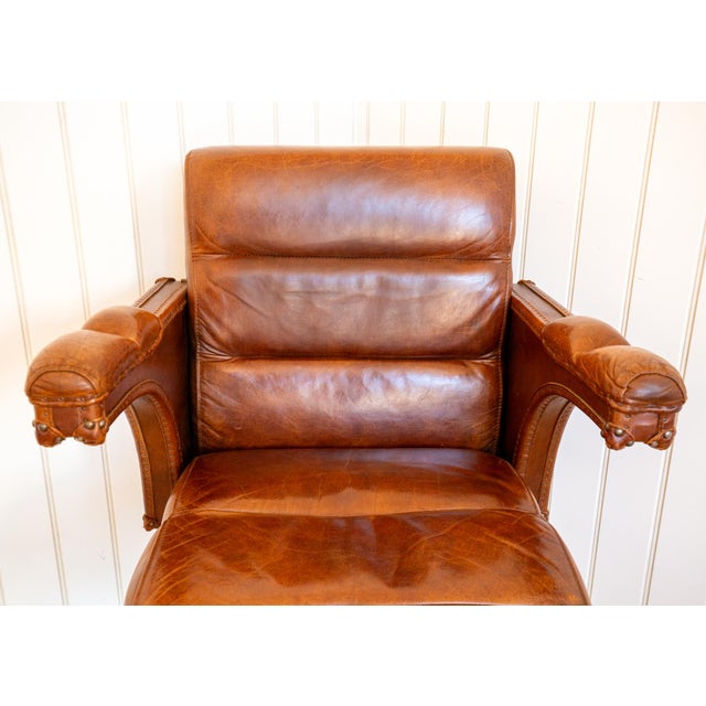 Black Vintage Executive Desk Chair Office in Tan Leather with Tilt Swivel Height Adjustable by Timothy Oulton for Halo For Sale - Image 8 of 18