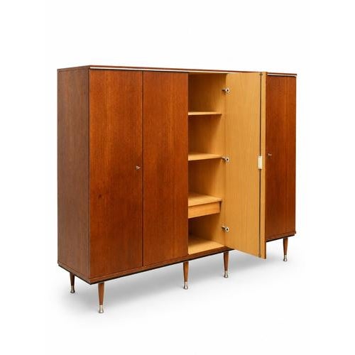 Five-Door Teak Wardrobe with Hanging Section and Shelves For Sale - Image 5 of 9