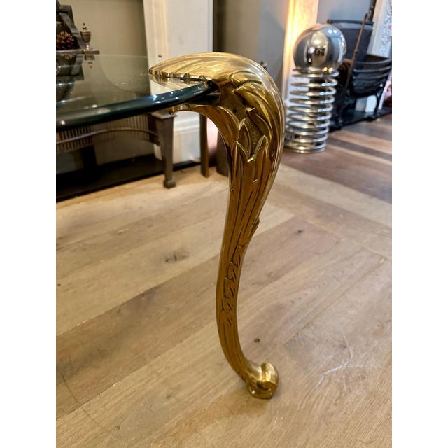 Hollywood Regency French Brass and Glass Gueridon Table, 1970 For Sale - Image 3 of 9