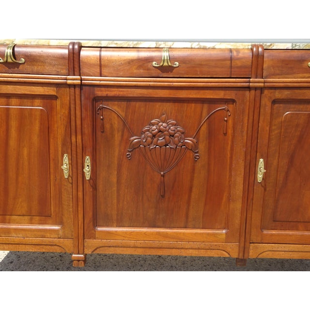 Vintage Art Deco Sideboard in Walnut and Marble, 1920s For Sale - Image 4 of 18