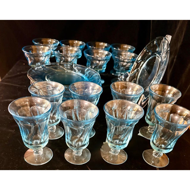 Glass Mid 20th Century Fostoria Jamestown Blue Glassware Set - 25 pcs For Sale - Image 7 of 12
