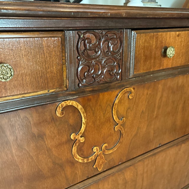 Early 20th Century Mahogany Dresser With Mirror For Sale - Image 4 of 12