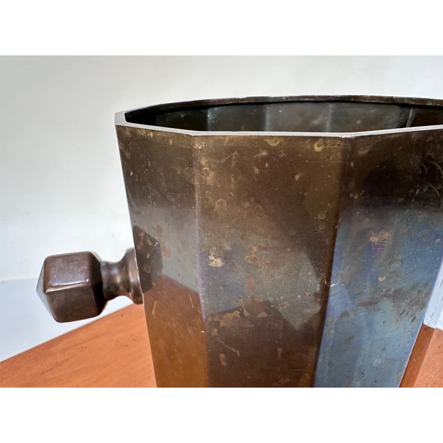Large Antique Art Deco Wine Cooler in Patinated Brass from MUQ - Metallwarenfabrik Union Quedlinburg, Germany, 1920s For Sale - Image 13 of 18
