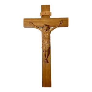 Antique Hand Carved Wood Religious Jesus Christ Crucifix Cross Sculpture God