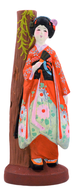 Mid Century Japanese Geisha Statue Clay Doll Wabi Sabi Handmade Vintage Hakata Kyoto Vintage