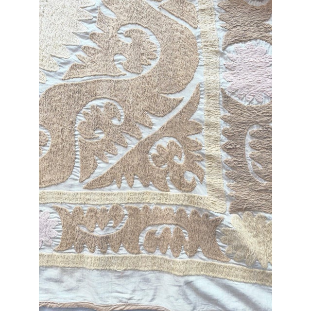 Tan 1970s Suzani Wall Hanging For Sale - Image 8 of 9