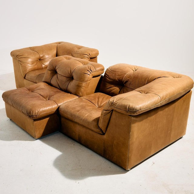 Modular Leather Sofa Set, 1970s, Set of 3 For Sale - Image 4 of 18