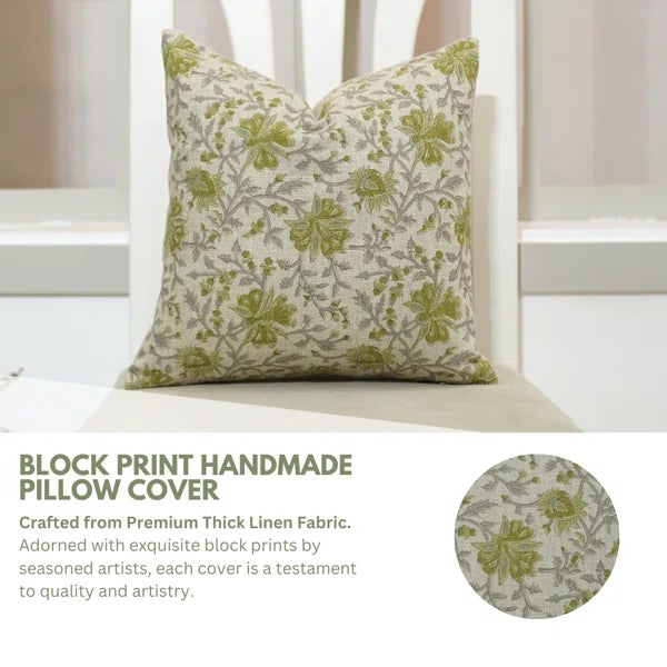 Elevate your home décor with the timeless elegance of the Neerabel block print pillow cover by Fabdivine. Handcrafted on...
