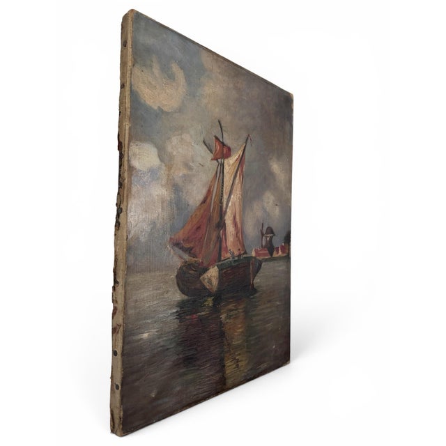 English Antique English Maritime Oil Painting Circa Early 1900’s For Sale - Image 3 of 11