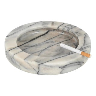Large Round Ashtray in Arabescato Carrara Marble by Angelo Mangiarotti, Italy, 1970s For Sale