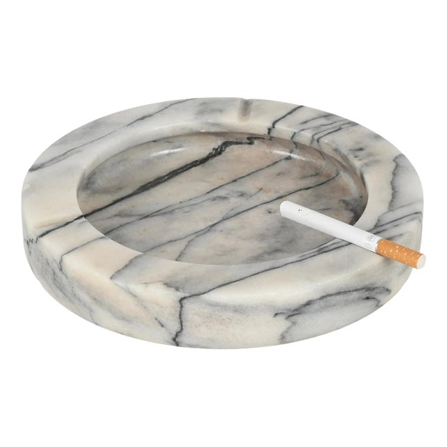 Large Round Ashtray in Arabescato Carrara Marble by Angelo Mangiarotti, Italy, 1970s For Sale