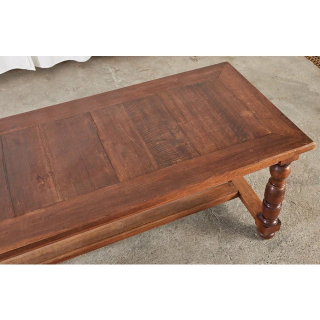 Early 20th Century Country French Provincial Fruitwood Farmhouse Trestle Dining Table For Sale - Image 5 of 13