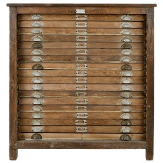Printing Press Cabinet with 18 Drawers in Solid Wood For Sale