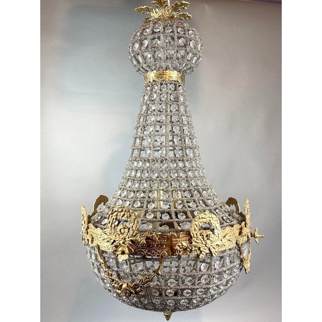 1980 Louis XVI Bronze Gold-Finish 6-Light French Chandelier For Sale - Image 10 of 17