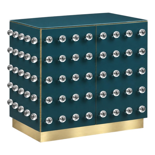Petrol Blue Murano Glass 90-Sphere Cabinet on Brass Plinth from Justfurnituress SRL For Sale