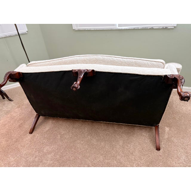 1980s Southwood Hickory Nc Camelback Loveseat For Sale - Image 5 of 6