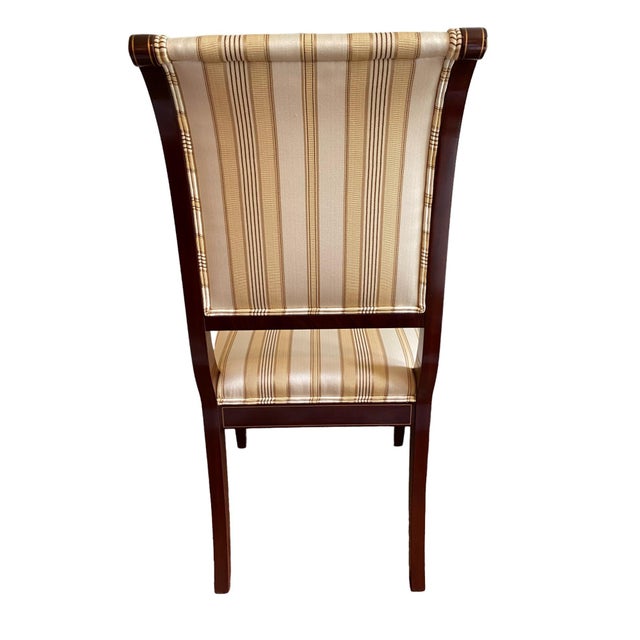 English Late 20th Century Kindel Sleigh Back Mahogany and Silk Side Chair For Sale - Image 3 of 7
