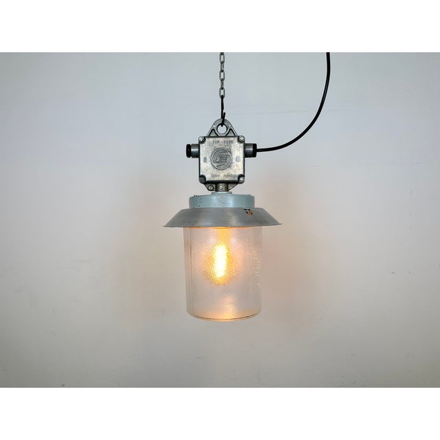 Industrial Aluminium Light with Glass Cover from Elektrosvit, 1970s For Sale - Image 14 of 16
