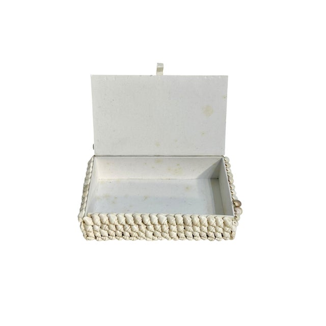 Vintage Folk Art White Shell Box For Sale - Image 9 of 14